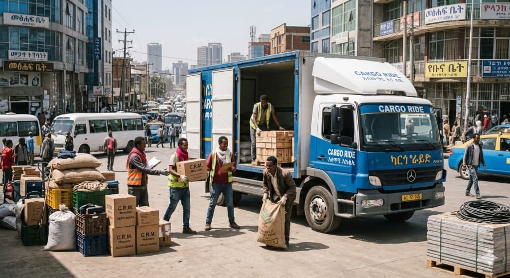 Hamer CargoRide truck loading cargo in Ethiopia